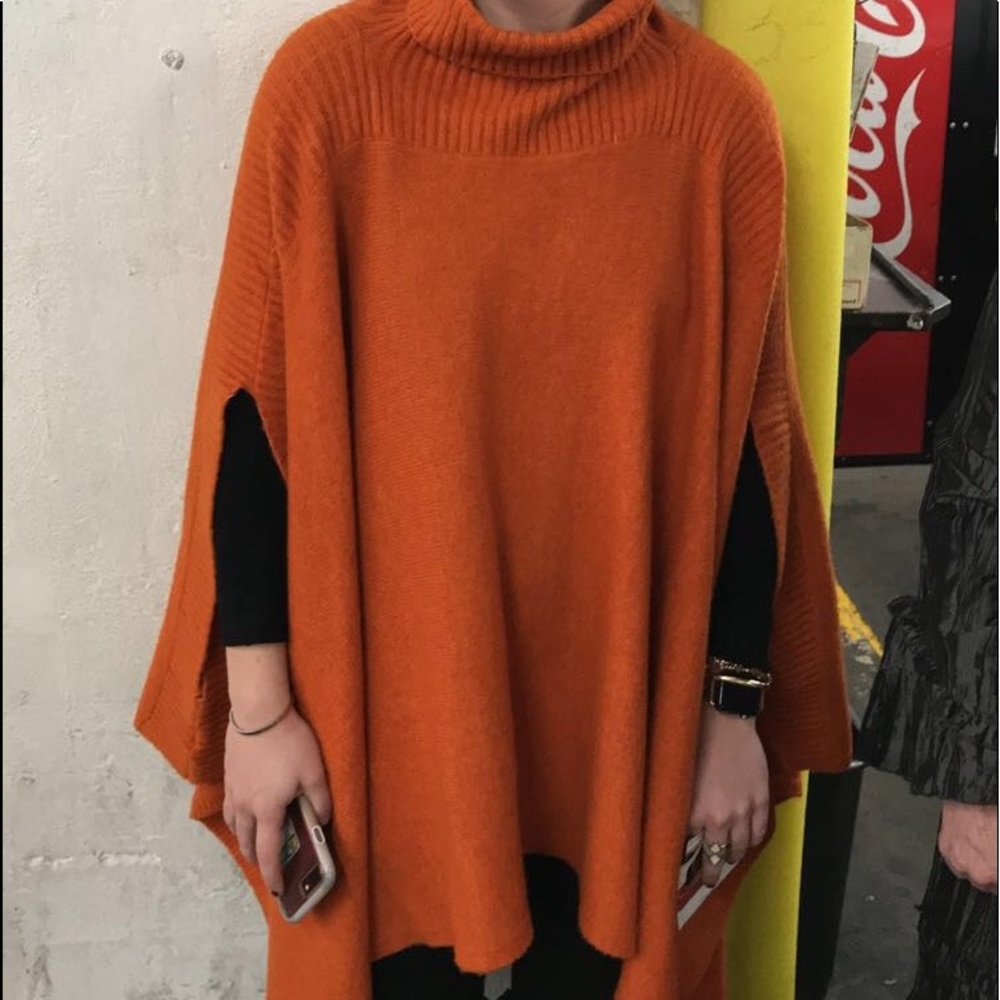 Lou & Grey Orange Poncho Sweater